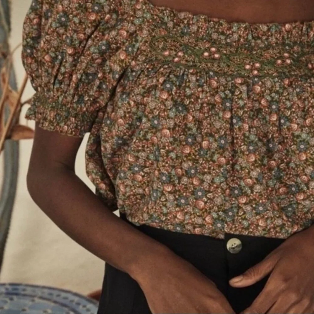 DOEN Elba Top in Yellow Laurel Canyon Rose Floral Print XL - Picture 6 of 12